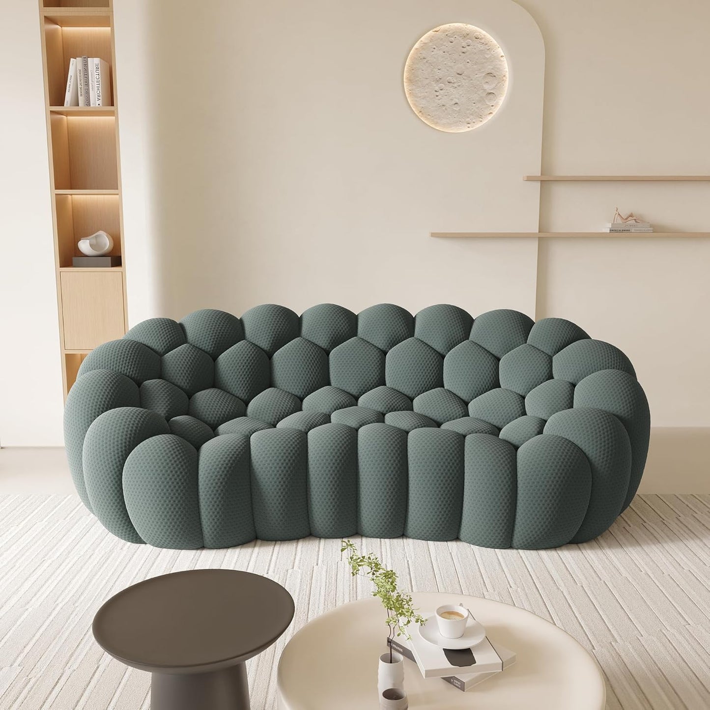 OF Bubble Sofa, 98.43" Breathable Mesh Curved Couch for Living Room, Office and Apartment