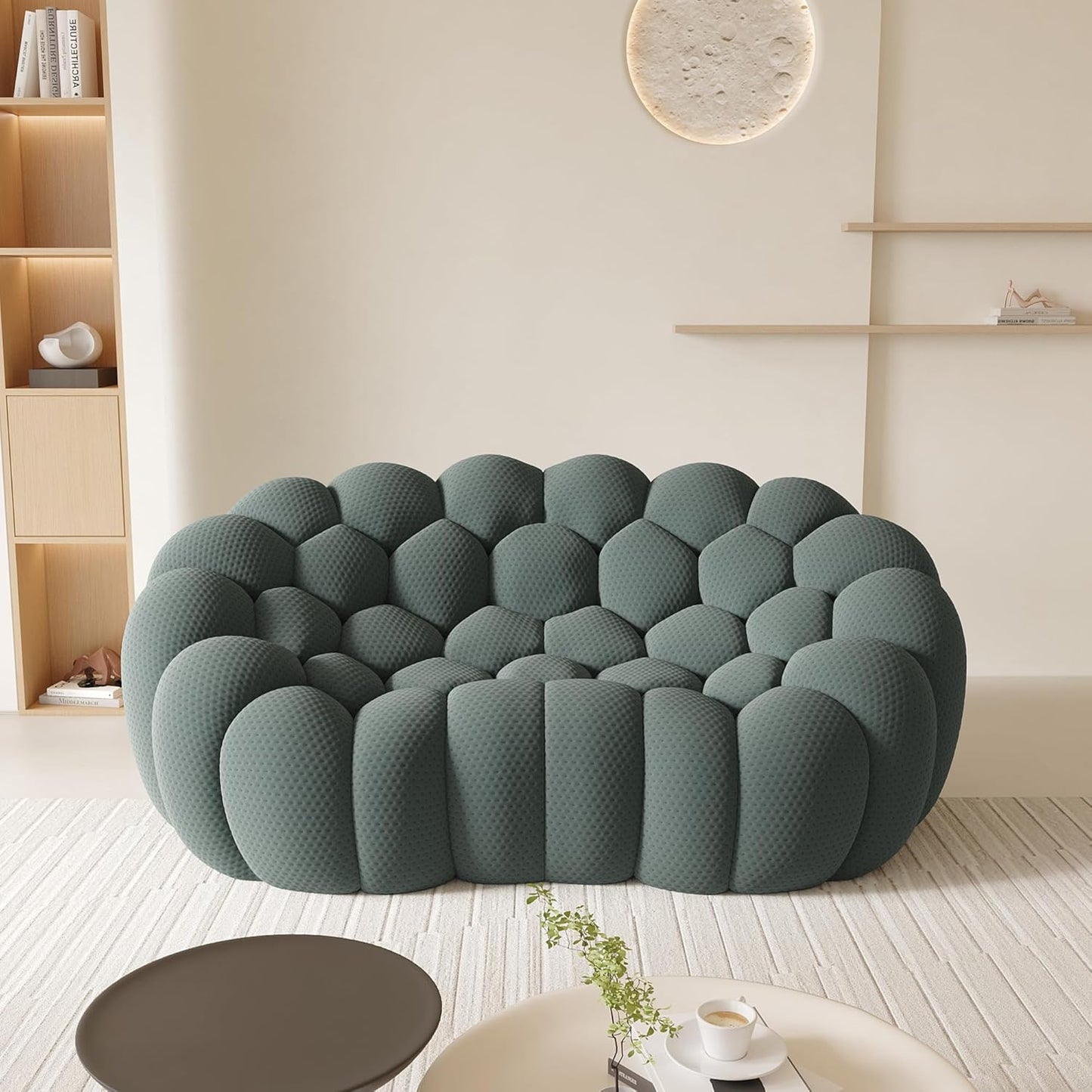 OF Bubble Sofa, 98.43" Breathable Mesh Curved Couch for Living Room, Office and Apartment