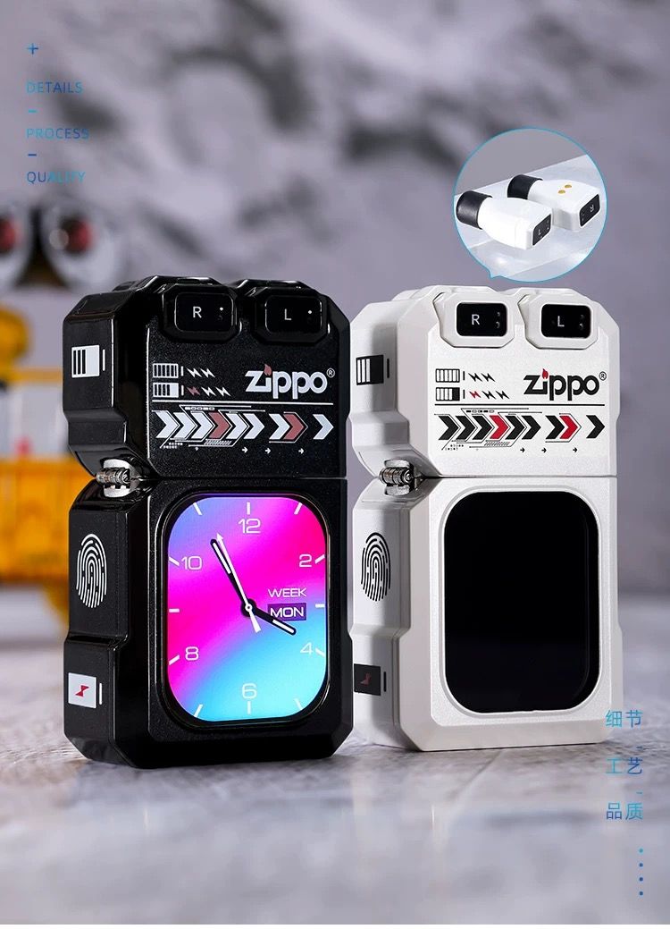 Zippo Smart Lighter w/ Bluetooth Earbuds & Screen – Unique Gadget