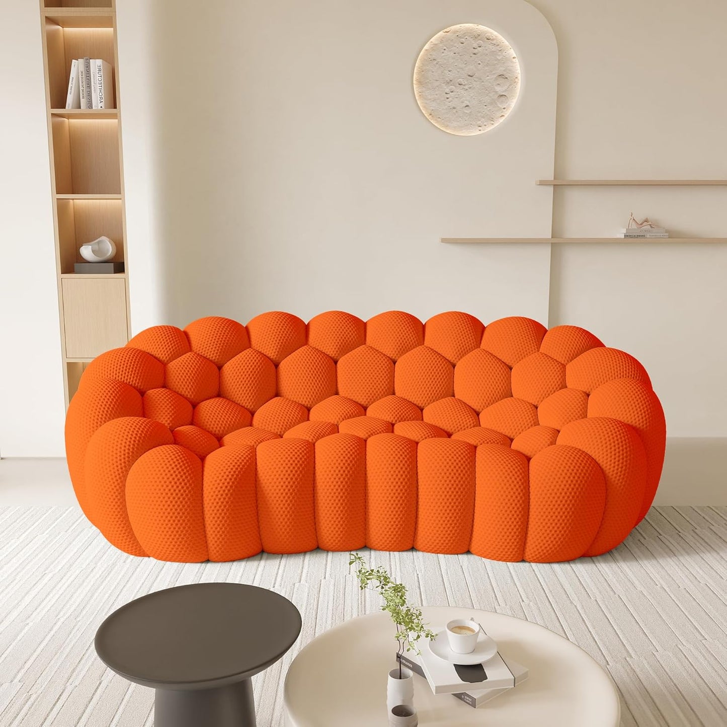 OF Bubble Sofa, 98.43" Breathable Mesh Curved Couch for Living Room, Office and Apartment