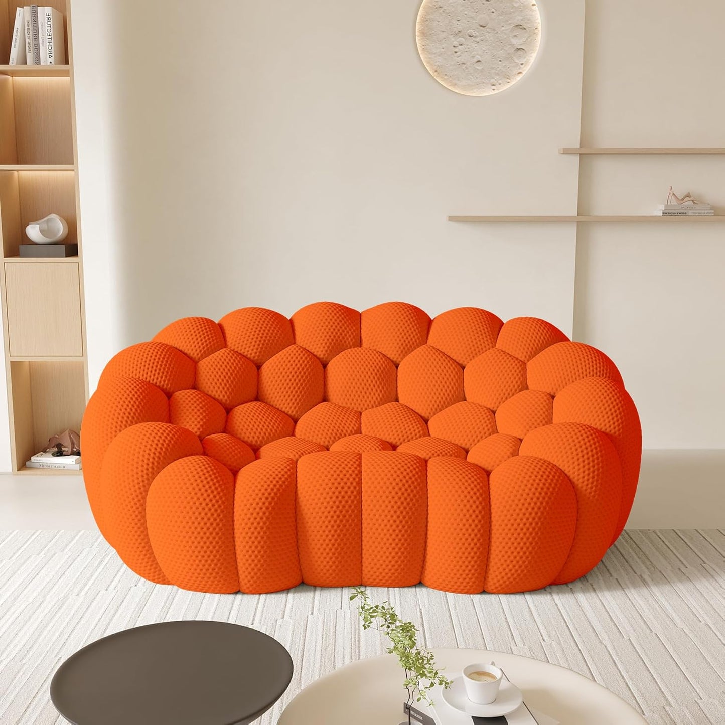 OF Bubble Sofa, 98.43" Breathable Mesh Curved Couch for Living Room, Office and Apartment